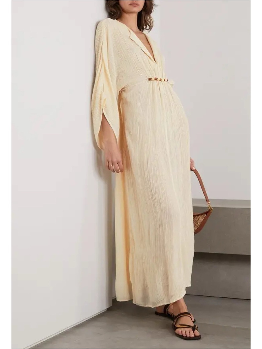 NWT Savannah Morrow Alessia Belted Silk/Bamboo Blend Crepon Maxi Dress XS/S